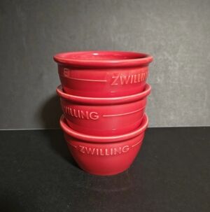 Set of 3 Zwilling Cherry Red Ramekin Ceramic Bowls